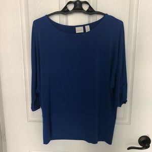 3/4 Sleeve Blue Chico’s Blouse Size 2 (L)
